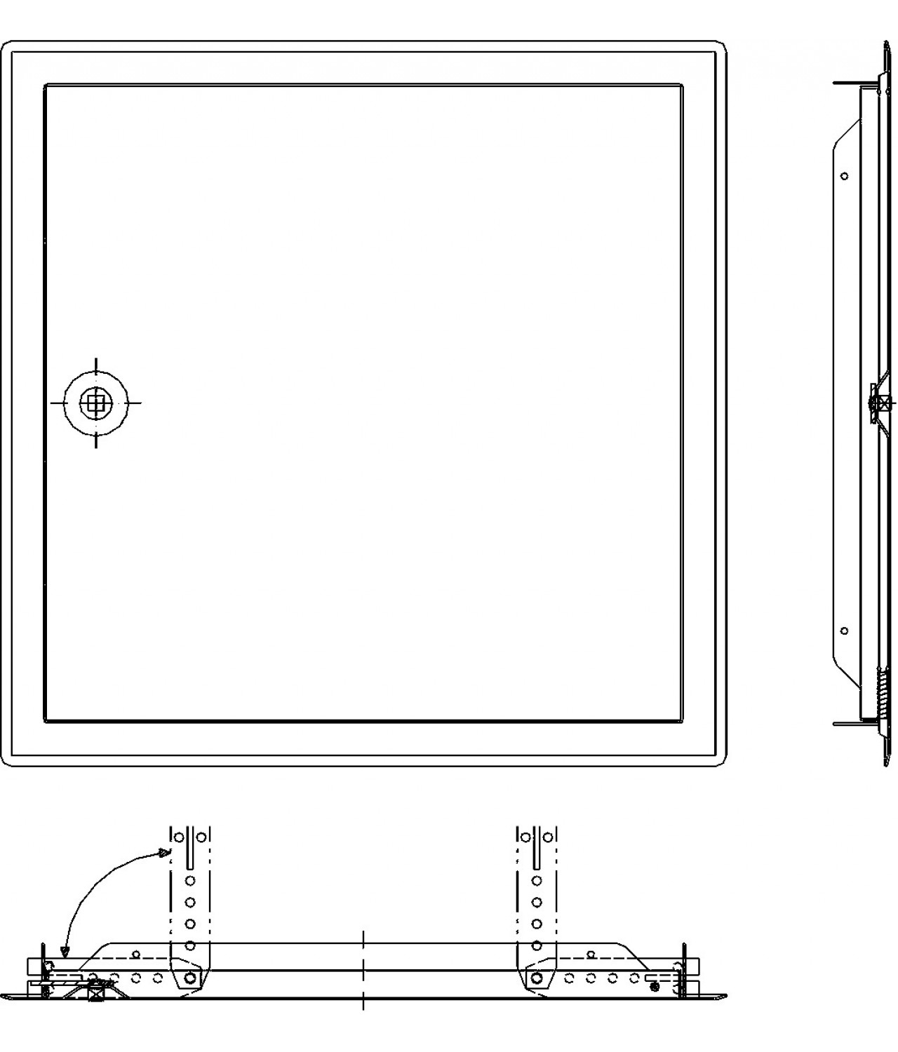 Square Lockable Panel Softline INOX square lock - stainless steel access panels | el-vent.com™