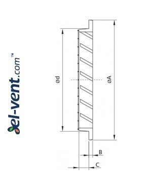 Aluminum ventilation grille AG ALU - drawing