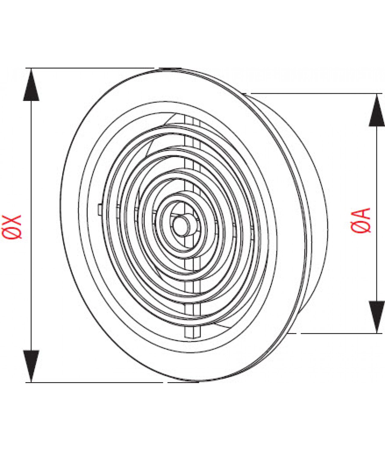 Вентиляционные решетки GRT73 (2 шт.), Ø45/58 мм - чертеж