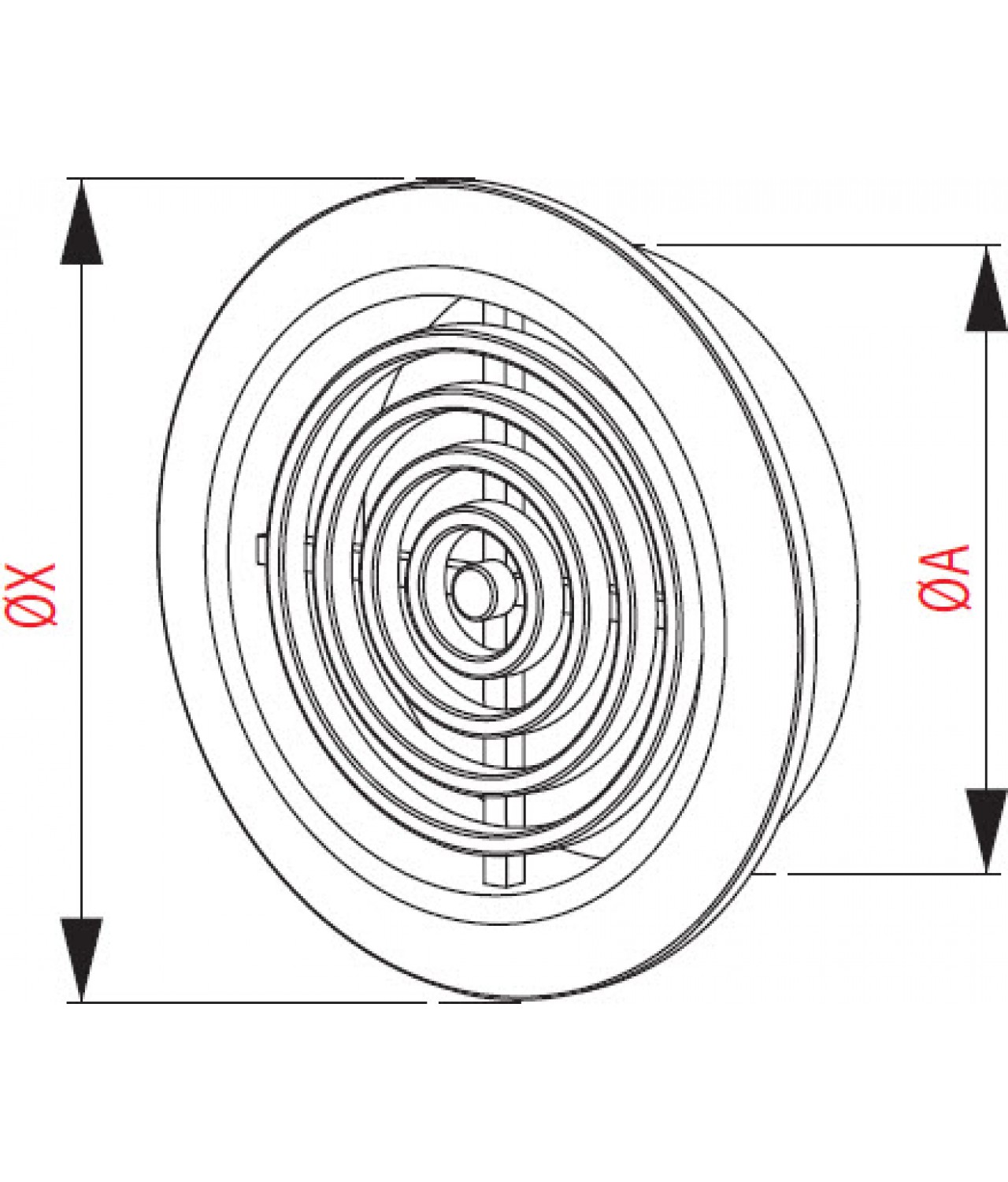 Door vents GRT72 (2 vnt.), Ø45/52 mm - drawing