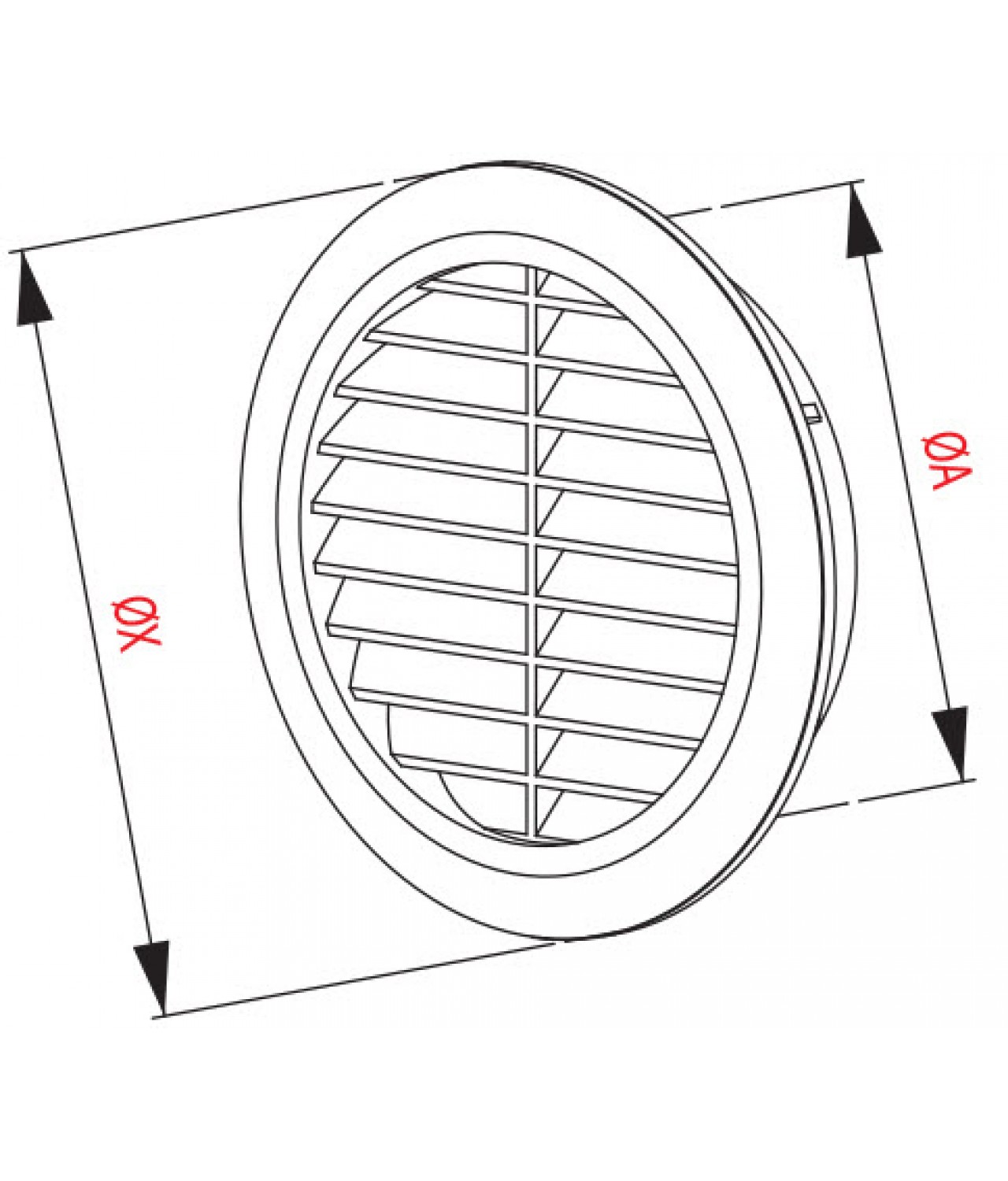 Door vents GRT74, Ø60/80 mm - drawing