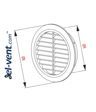 Door vents GRT74, Ø60/80 mm - drawing