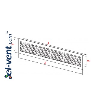 Aluminum ventilation grille MR2AL, 480x80 mm - drawing Aluminum ventilation grille MR2AL, 480x80 mm - drawing