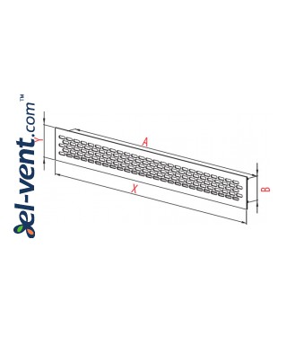 Aluminum ventilation grille MR1AL, 480x60 mm - drawing Aluminum ventilation grille MR1AL, 480x60 mm - drawing