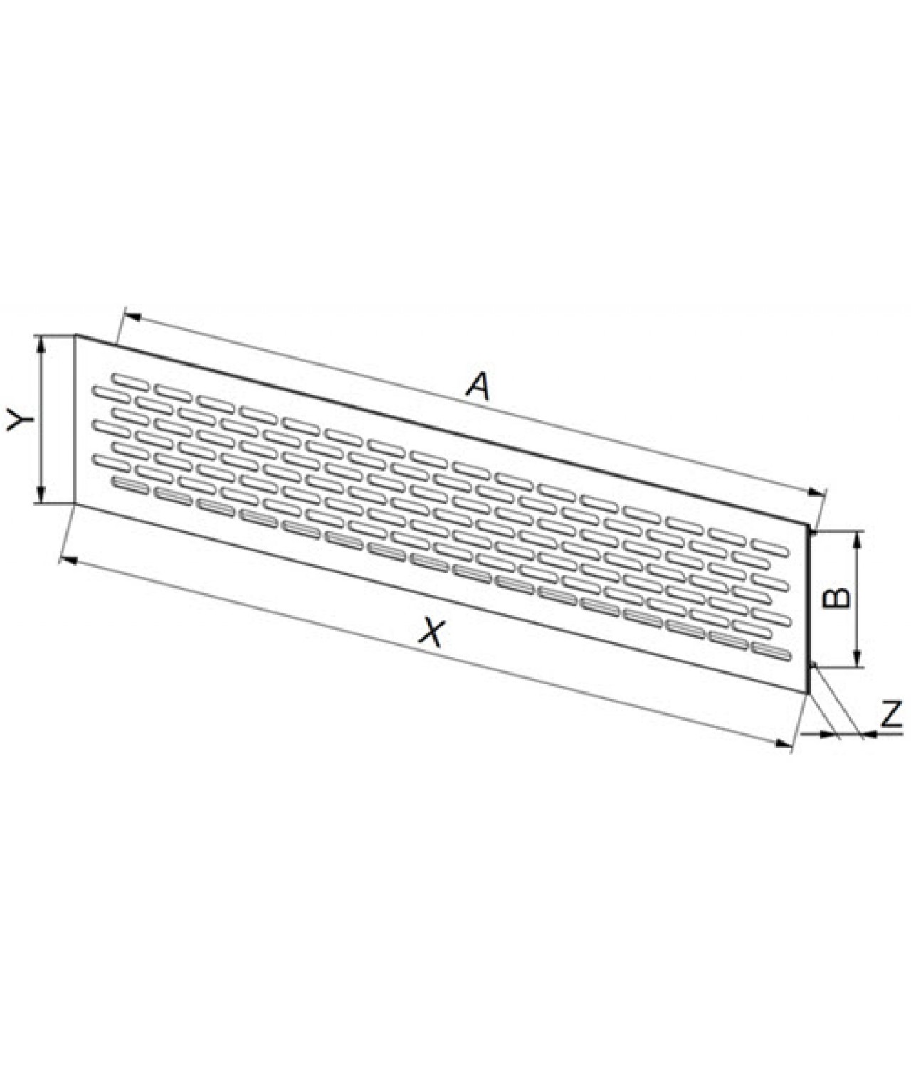 Решетки вентиляционные алюминиевые для дверей MR - чертеж
