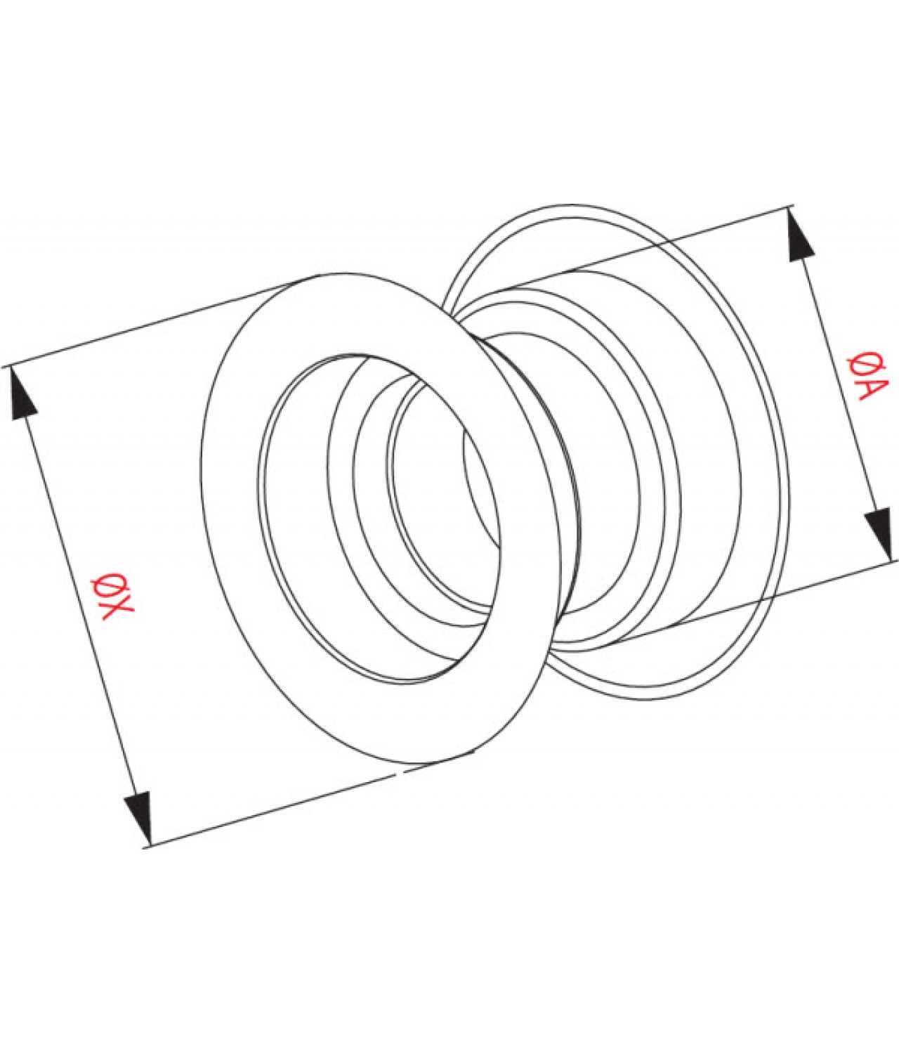 Door ventilation grille GRT14, 2 pcs., 40x55 mm - drawing