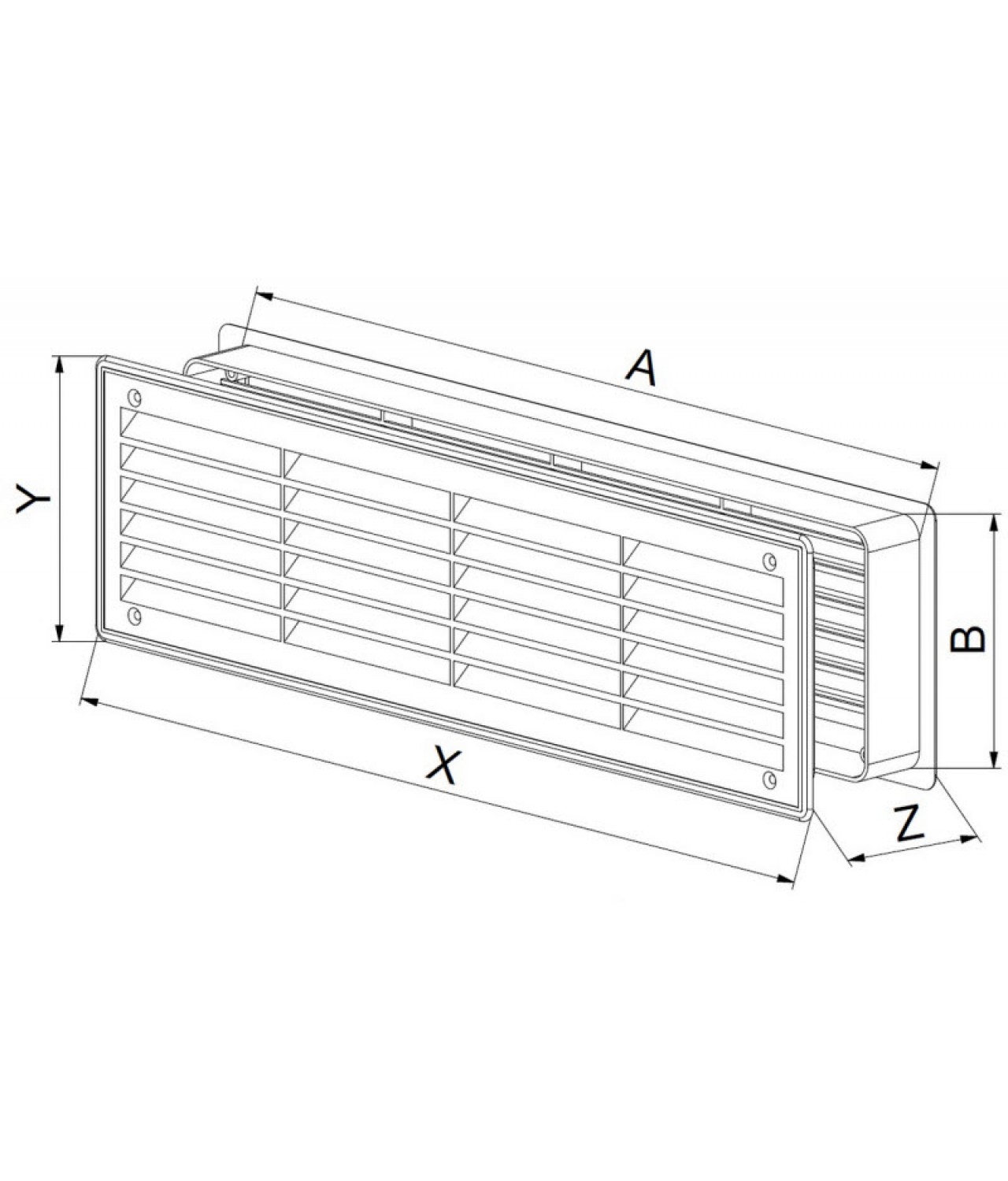 Ventiliacijos grotelės durims GRT15, 2 vnt., 135x460 mm - brėžinys Ventiliacijos grotelės durims GRT15, 2 vnt., 135x460 mm - brėžinys