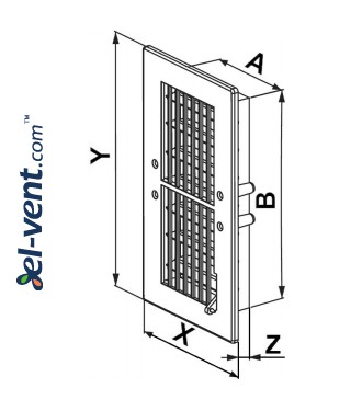 Vent cover with shutter GRT20, 140x300 mm - drawing