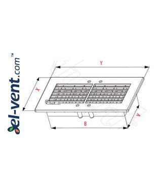 Ventilation grille with shutter GRT20, 140x300 mm - drawing Ventilation grille with shutter GRT20, 140x300 mm - drawing