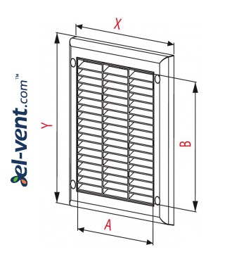 Ventilation grille with shutter GRTK6, 250x250 mm - drawing Ventilation grille with shutter GRTK6, 250x250 mm - drawing