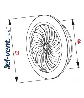 Vent cover with shutter GRT95, Ø100/135 mm - drawing