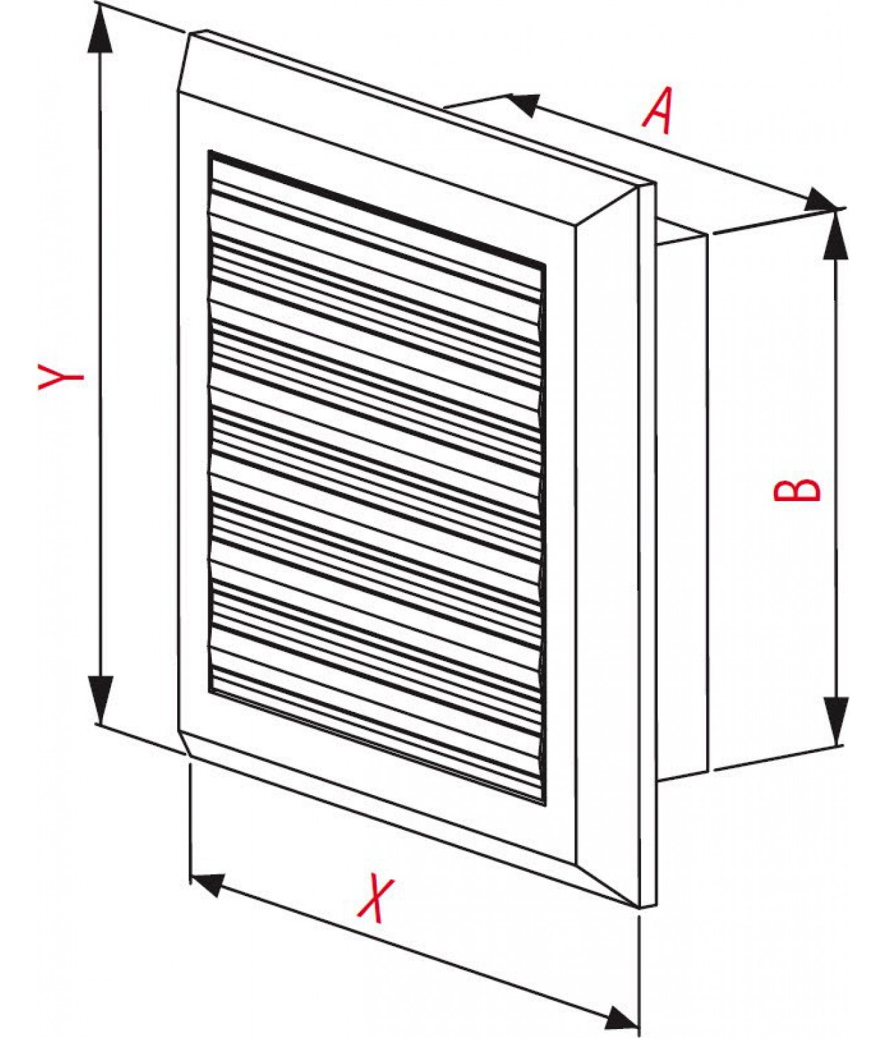 Vent cover with shutter GRT41, 175x235 mm - drawing