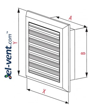 Vent cover with shutter GRT41, 175x235 mm - drawing