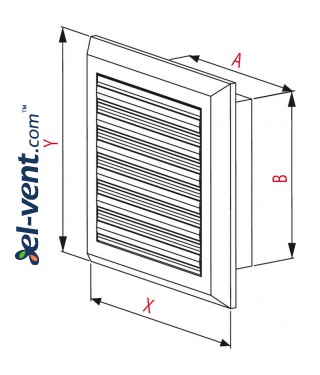 Ventiliacinės grotelės su užsklanda GRT41, 175x235 mm - brėžinys