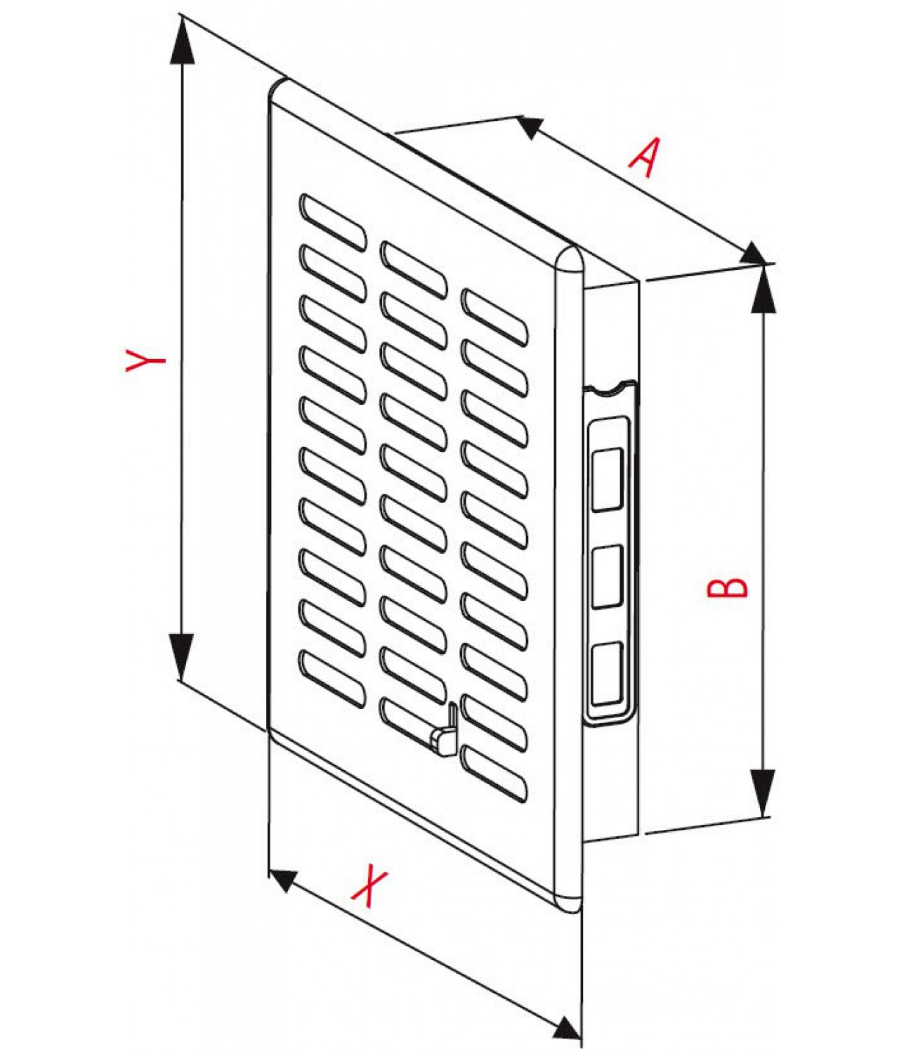 Вентиляционная решетка с заслонкой GRT06, 165x235 мм - чертеж
