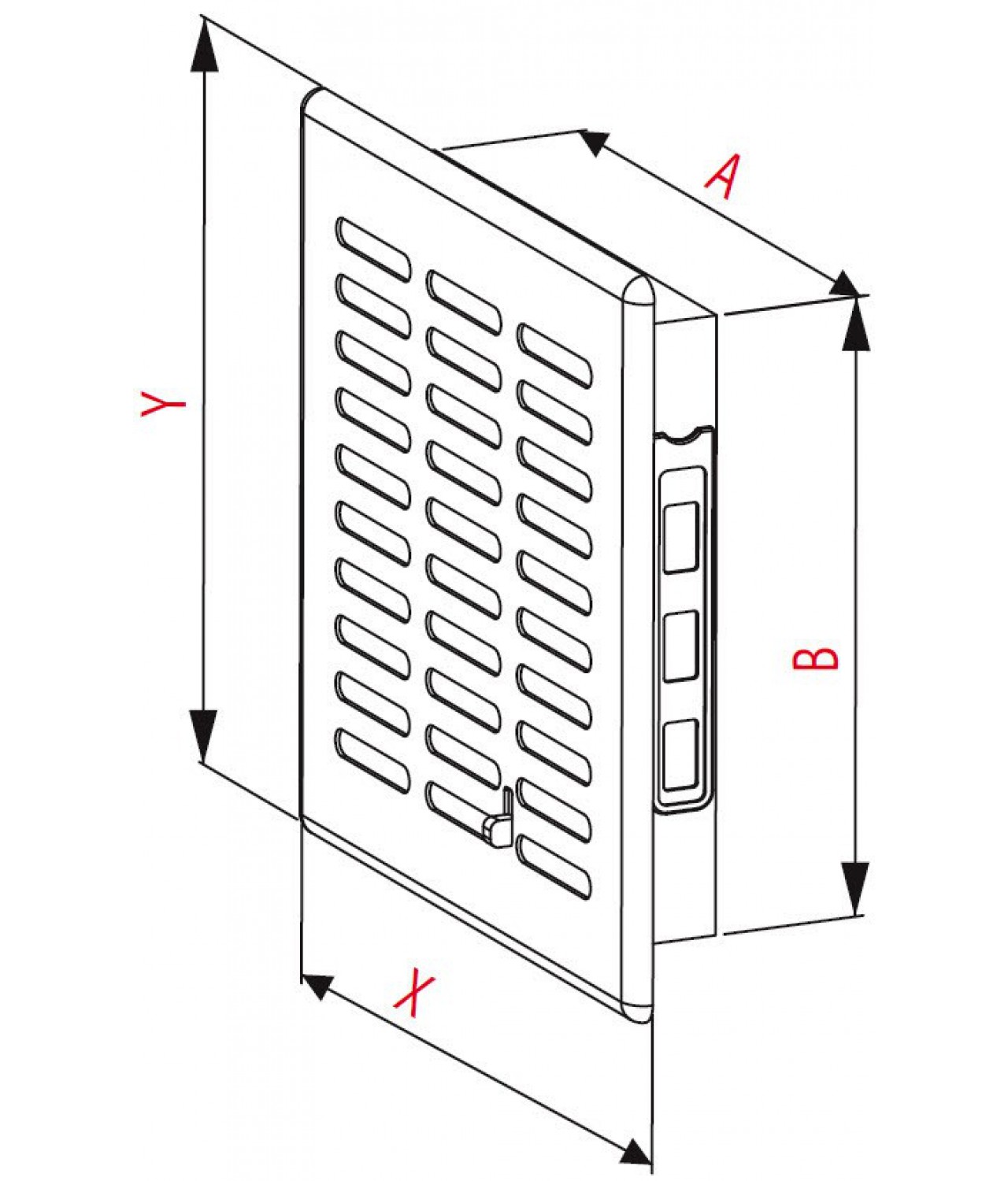 Ventiliacinės grotelės su užsklanda GRT06, 165x235 mm - brėžinys