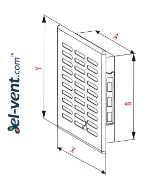 Ventilation grille with shutter GRT06, 165x235 mm - drawing Ventilation grille with shutter GRT06, 165x235 mm - drawing