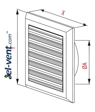 Ventilation grille with shutter GRT78, 175x175 mm, Ø125 mm - drawing Ventilation grille with shutter GRT78, 175x175 mm, Ø125 mm - drawing