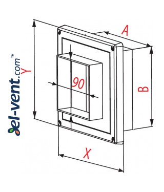 Duct connector 90x90 mm T97A - drawing