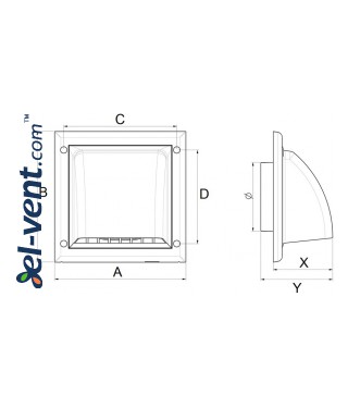 Exhaust vent cover EKO black - drawing