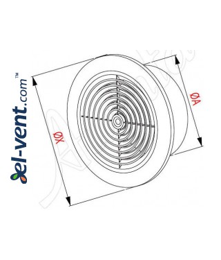 Ceiling vent cover GRT64, Ø100/152 mm - drawing Ceiling vent cover GRT64, Ø100/152 mm - drawing
