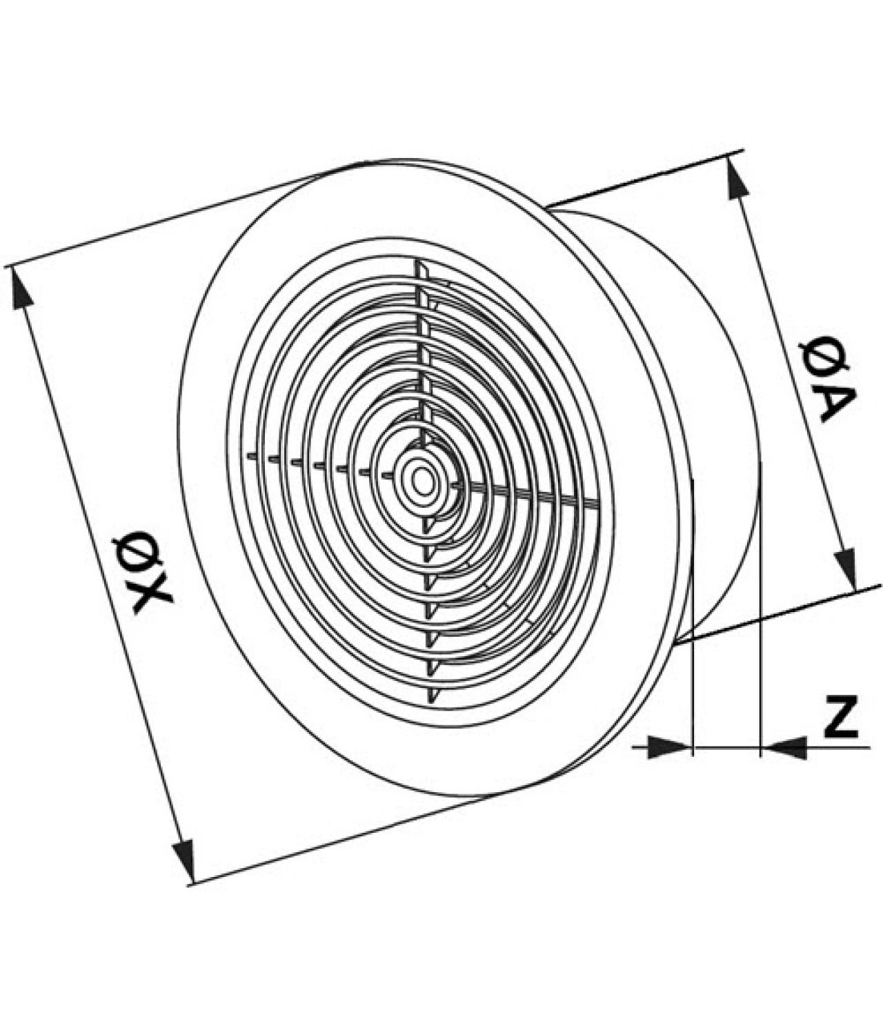 Ceiling vent cover GRT64, Ø100/152 mm - drawing