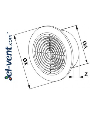 Ceiling vent cover GRT64, Ø100/152 mm - drawing