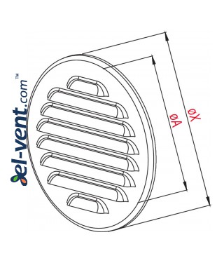 Metalinės ventiliacinės grotelės META16B Ø125 mm - brėžinys