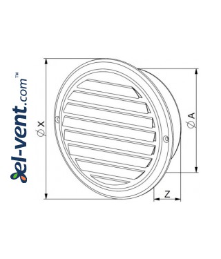 Stainless steel outdoor vent cover CMN200, Ø200 mm - drawing Stainless steel outdoor vent cover CMN200, Ø200 mm - drawing