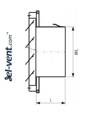 Stainless steel gravity louvers EGLG150, Ø150 mm - drawing Stainless steel gravity louvers EGLG150, Ø150 mm - drawing
