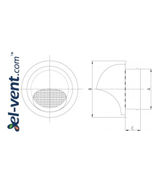 Outdoor vent cover EGL125, Ø125 mm - drawing Outdoor vent cover EGL125, Ø125 mm - drawing