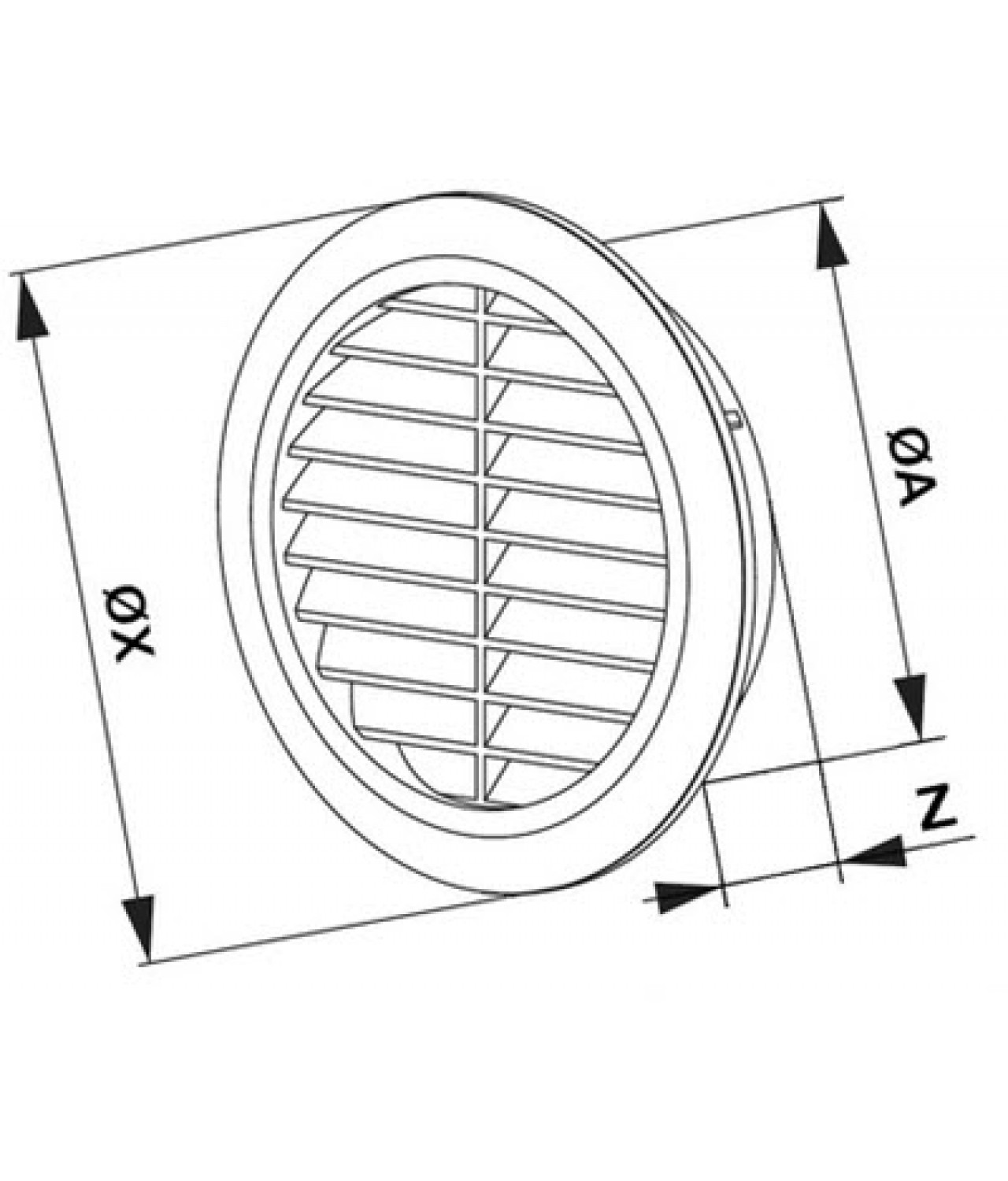 Ventilation grille GRT30SS, Ø100 mm - drawing