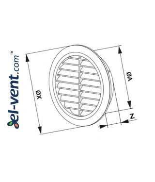 Ventilation grille GRT30SS, Ø100 mm - drawing