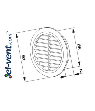 Ventilation grille GRT30GR, Ø100 mm - drawing