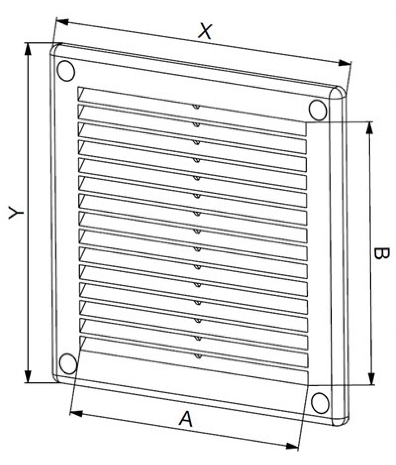 Вентиляционная решетка 200x250 мм, GRU22 - чертеж