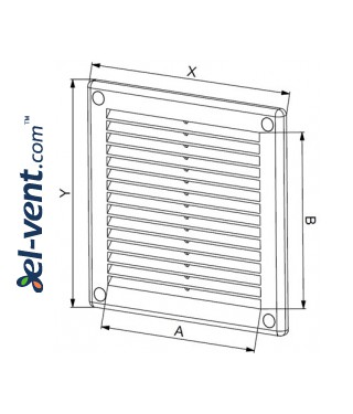 Vent cover 300x300 mm, GRU10 - drawing