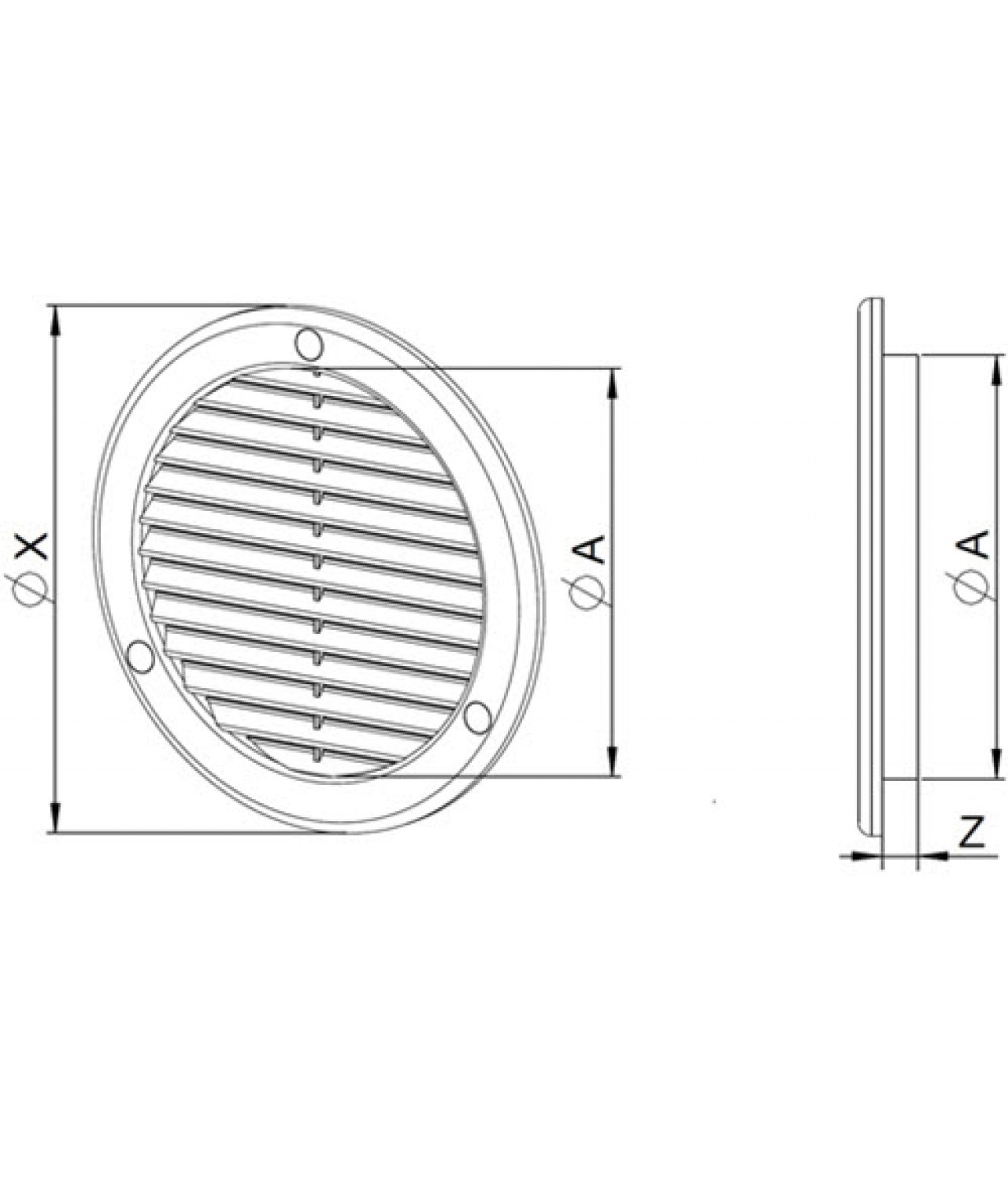 Vent cover GRU16K, Ø125 mm - drawing