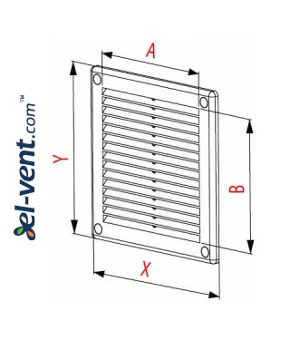 Vent cover GRU6SS, 200x200 mm (grey satin) - drawing Vent cover GRU6SS, 200x200 mm (grey satin) - drawing