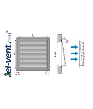 Gravity vent louvers SR2 - drawing Gravity vent louvers SR2 - drawing