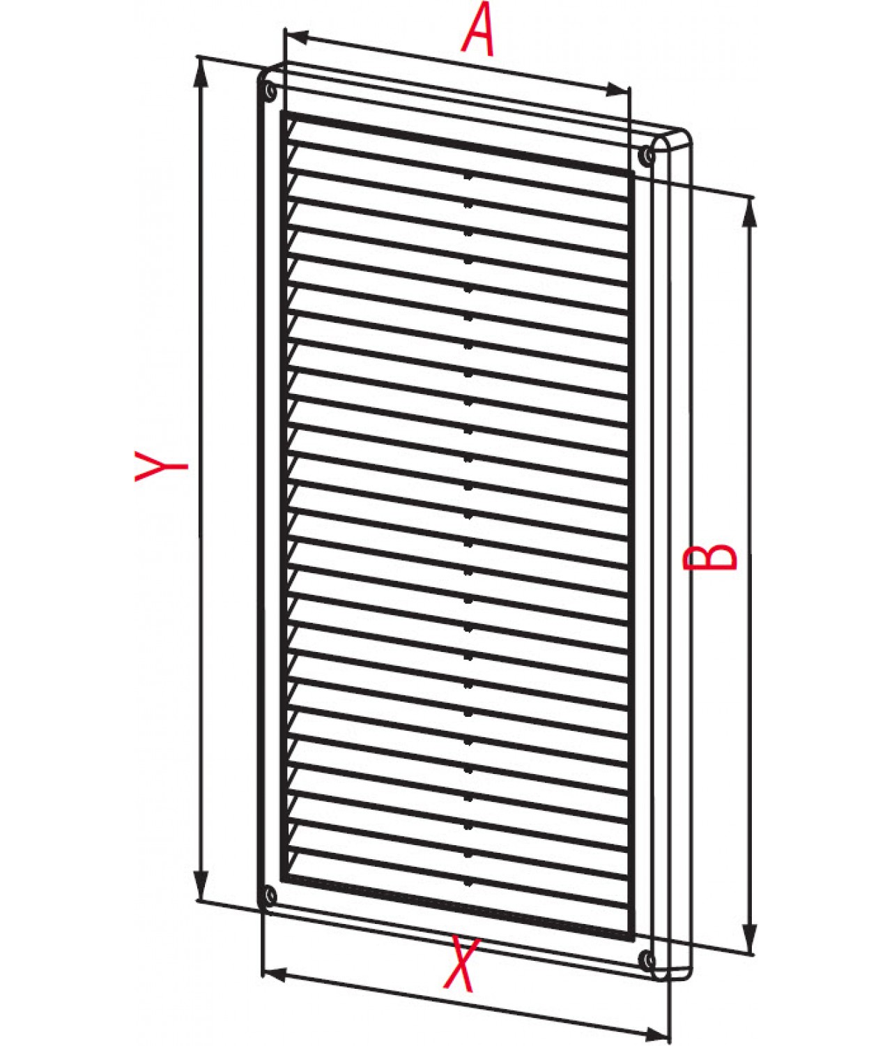 Ventiliacinės grotelės GRT84, 220x340 mm - brėžinys