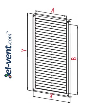 Vent cover GRT84, 220x340 mm - drawing