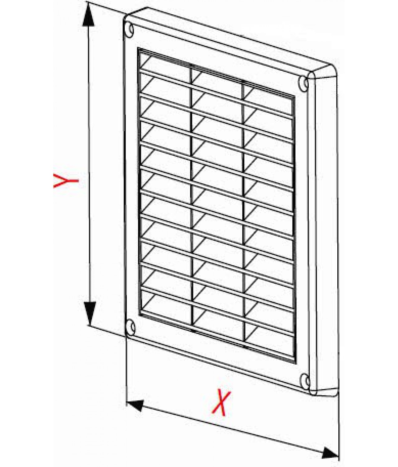 Vent cover with shutter GRT59A, 235x165 mm - drawing