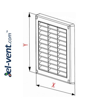 Vent cover with shutter GRT59A, 235x165 mm - drawing