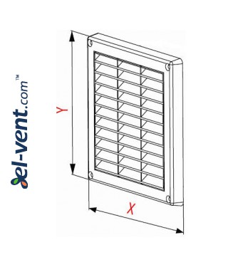 Ventiliacinės grotelės su užsklanda GRT59A, 235x165 mm - brėžinys