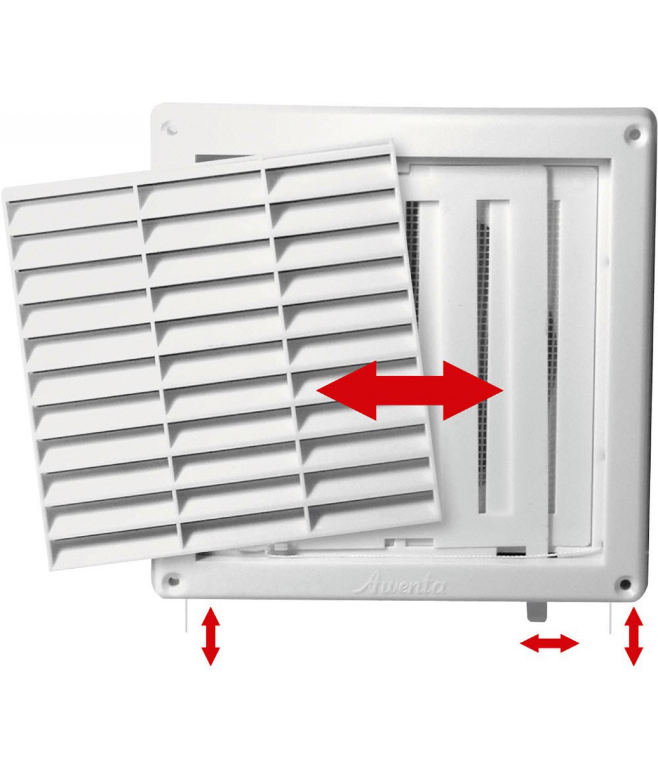 Ventilation grille with shutter GRT55, 165x165 mm, Ø100 mm - Wall vent covers