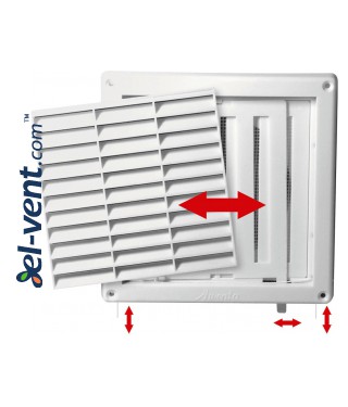 Ventilation grille with shutter GRT55, 165x165 mm, Ø100 mm - Wall vent covers