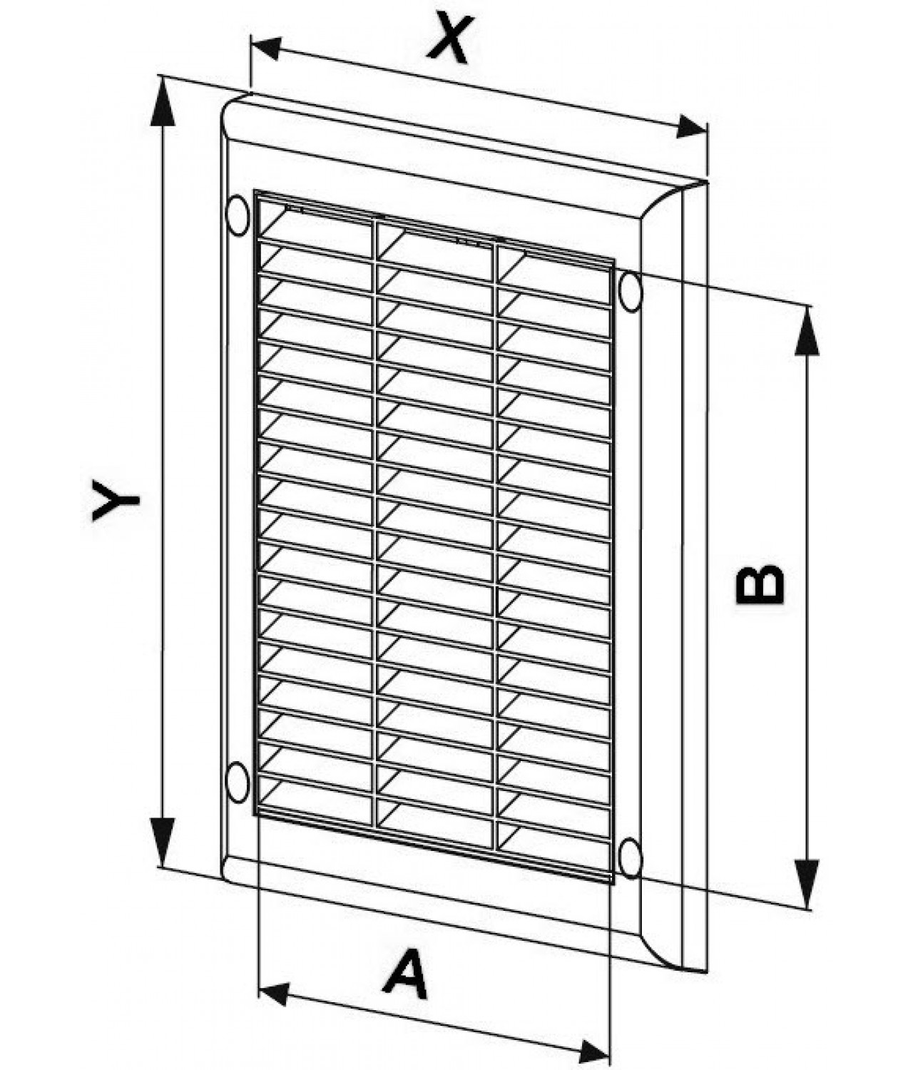 Ventiliacijos grotelės uždaromos GRTK4, 190x260 mm - brėžinys