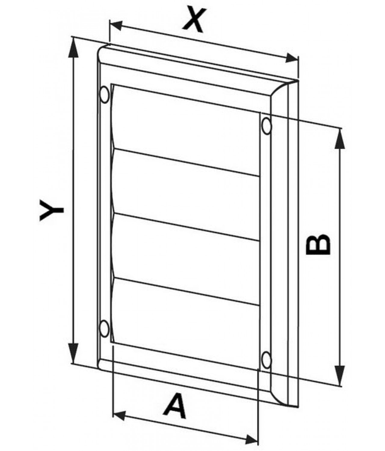 Gravitacinės vėdinimo grotelės GRTN1, 190x190 mm - brėžinys