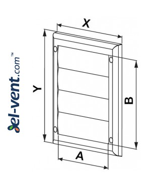 Gravity louvers GRTN1, 190x190 mm - drawing