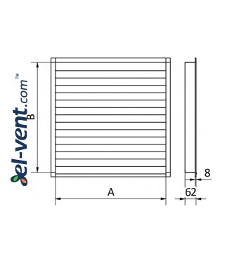 Wall vent grilles galvanized > 600x600 mm - drawing